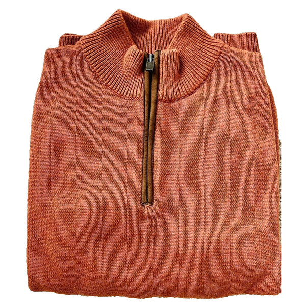 Vineyard Vines Mens Wool Mock Neck Half Zipped Pullover Sweater Orange Size L