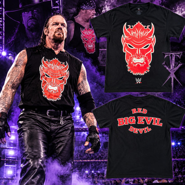 The Undertaker WWE Big Evil Red Devil Head T-Shirt Sz L Double Sided Y2K