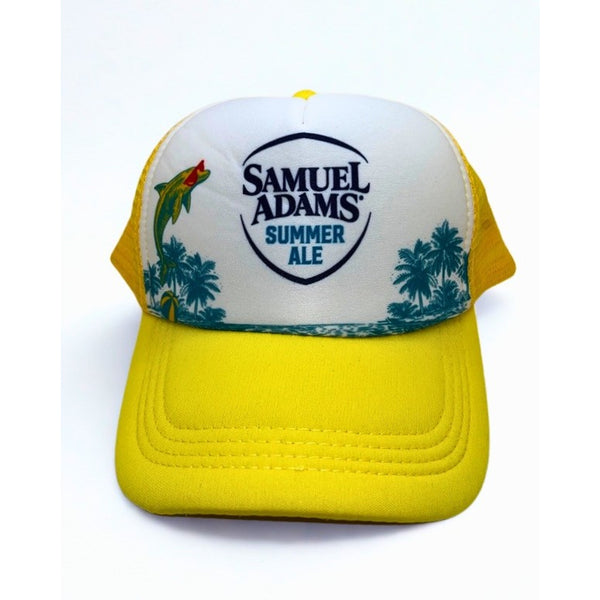 Samuel Adams Summer Ale Foam Trucker Hat Yellow Mesh Snapback Beach Beer Cap