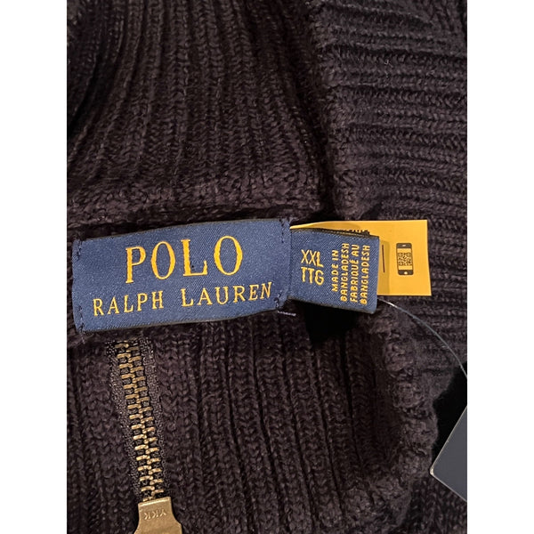 Polo Ralph Lauren Cable Knit 1/4 Zip Sweater Navy Blue Cotton 2XL NWT