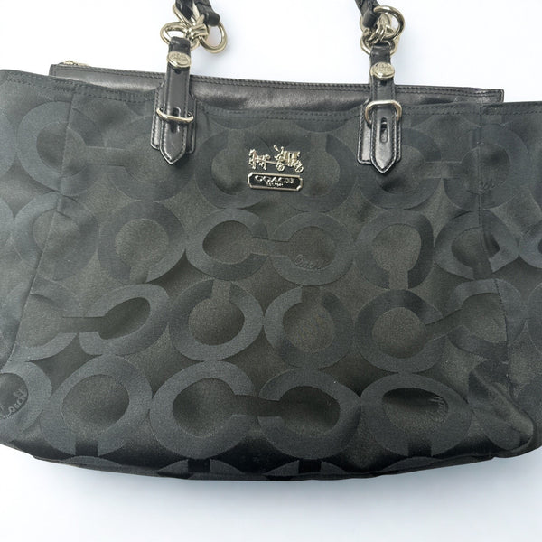 Coach Mia Opaque Sateen Black Op Art Tote Bag E1082-15758 Vintage EUC