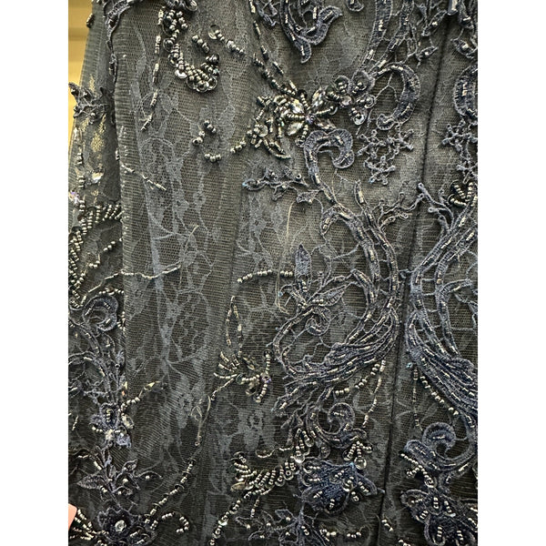 Ivonne D For Mon Cheri ID310 Scoop Neck Embroidered Navy Dress Sz. 12 (SAMPLE)