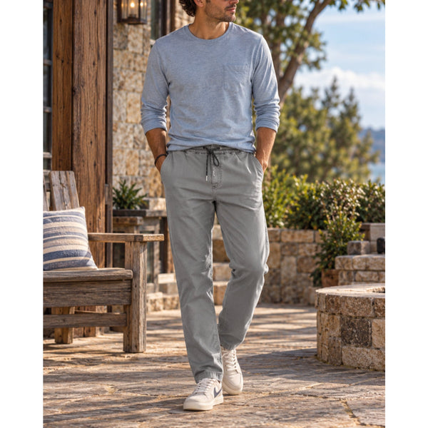 Faherty Essential Drawstring Pants Men's S Rugged Grey Organic Cotton Linen