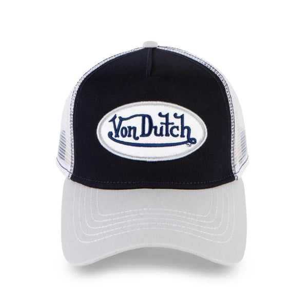 Von Dutch Classic Trucker Hat Canvas Armory Blue 462 Navy Silver NWT