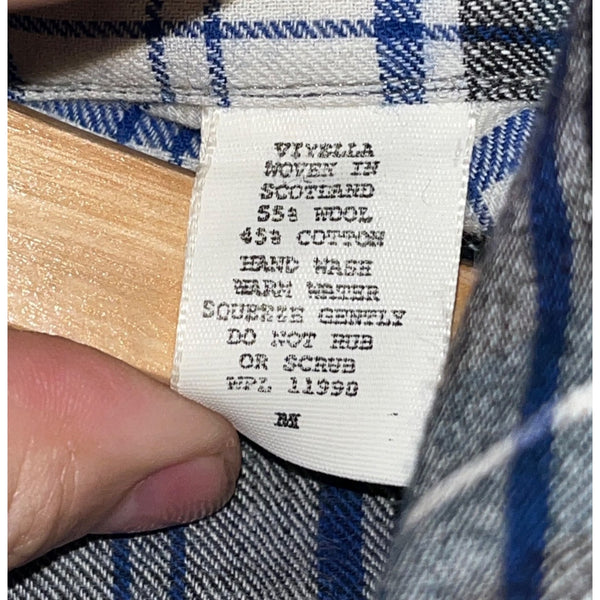 Viyella Scotland Wool Cotton Plaid Shirt Black Watch Tartan Men’s M Vintage EUC