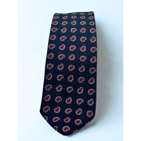 Polo Ralph Lauren Wool Tie Handmade USA Vintage Navy Paisley Dot England