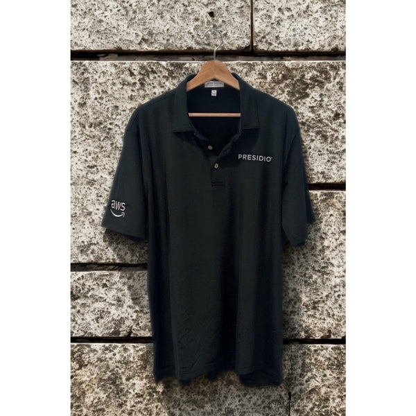 Peter Millar Summer Comfort Presidio AWS Polo Shirt L Black Performance NWOT