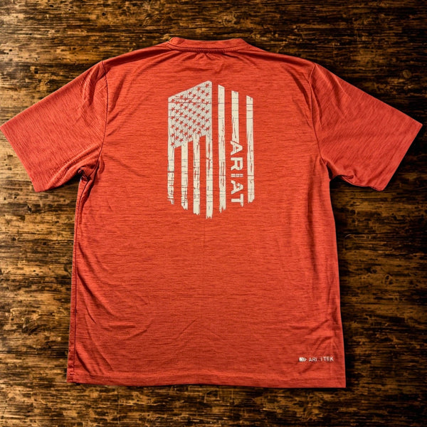 Ariat Charger Flag Tee XL Red AriatTEK Patriotic USA Shirt NWOT