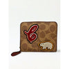 Coach C7205 Billfold Wallet Signature Canvas Tan Rust w/ Bear Patch EUC