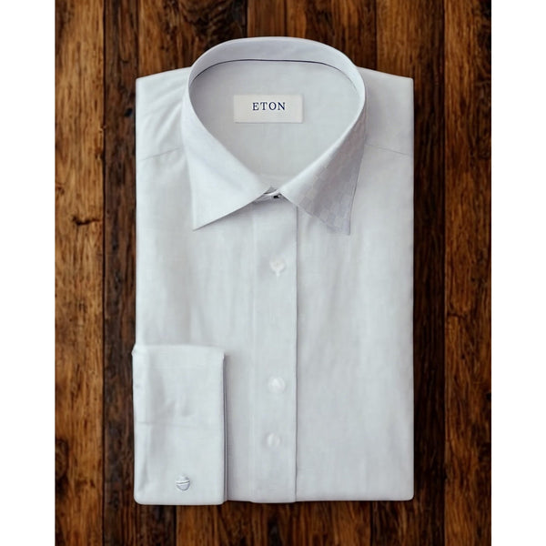 Eton Contemporary White Tuxedo Shirt 42 16.5 Chessboard Check French Cuff NWOT