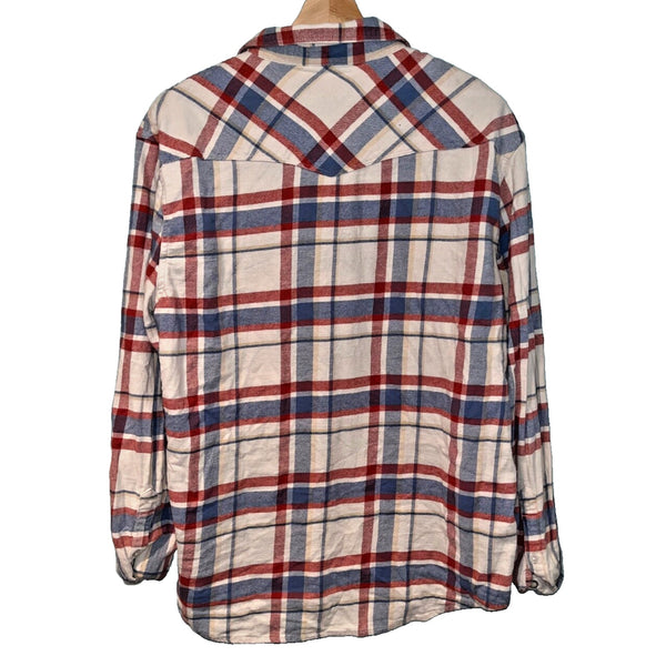Lucky Brand Men's Long Sleeve Western Pearl Snap Plaid Shirt Sz. L Western EUC