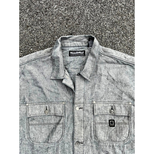 Pelle Pelle Marc Buchanan Denim Jacket 4XL Gray Hip Hop Y2K Jean Coat Vintage