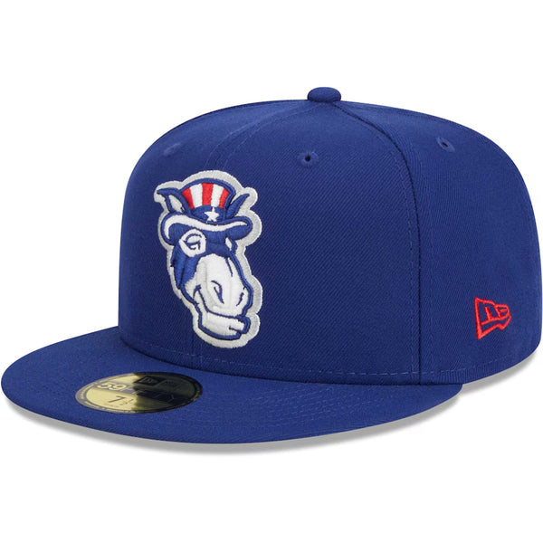 New Hampshire Fisher Cats New Era 59FIFTY Uncle Sam Donkey Hat Sz. 7 NWT