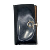 Salvatore Ferragamo Gancini Wallet Black Leather Silver Hardware Italy