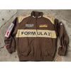 PacSun Formula 1 F1 Racing Bomber Jacket Brown Tan Full Zip Men’s Large