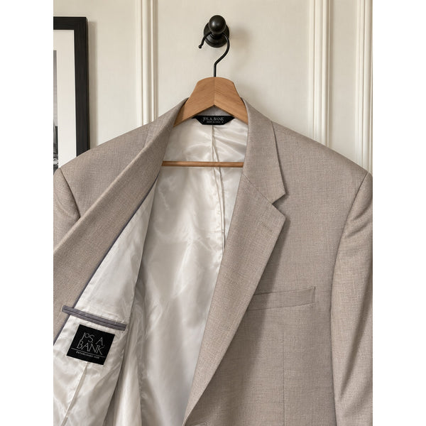 Jos A Bank 48R Beige Linen Wool Sport Coat Blazer Jacket Men's 2 Button
