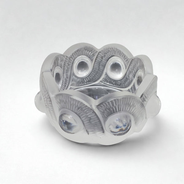 Lalique France Gao Crystal Ashtray Bowl Signed Frosted Glass Internal Crack VTG