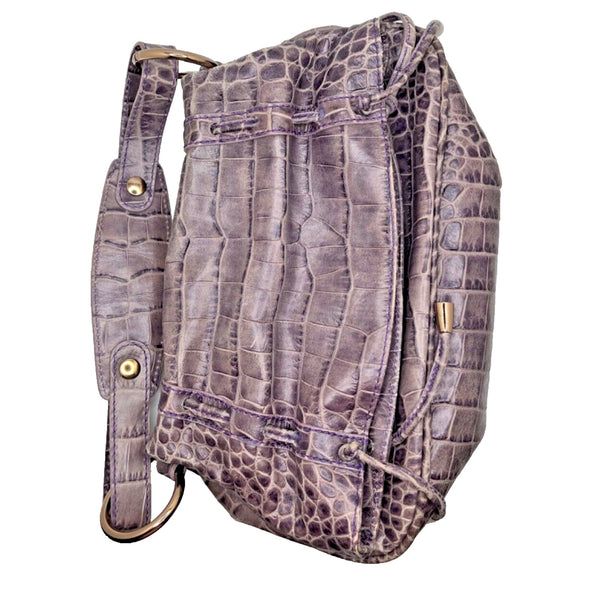 Emporio Armani Large Fold Over Leather Crocodile Embossed Bag & Change Pouch