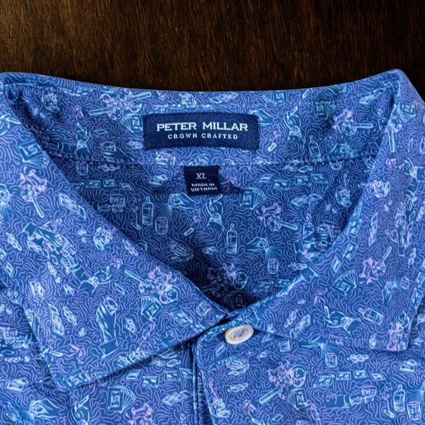 Peter Millar Crown Crafted Summer Comfort All Over Print Poker Night Polo XL NWT