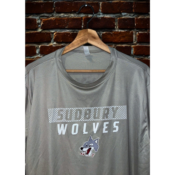 Sudbury Wolves Team Issued Shirt XL #35 OHL Hockey Performance Gray Tee