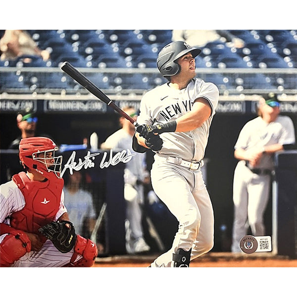 New York Yankees Austin Wells Signed Autograph 8x10 Photo Beckett BAS Full Sig