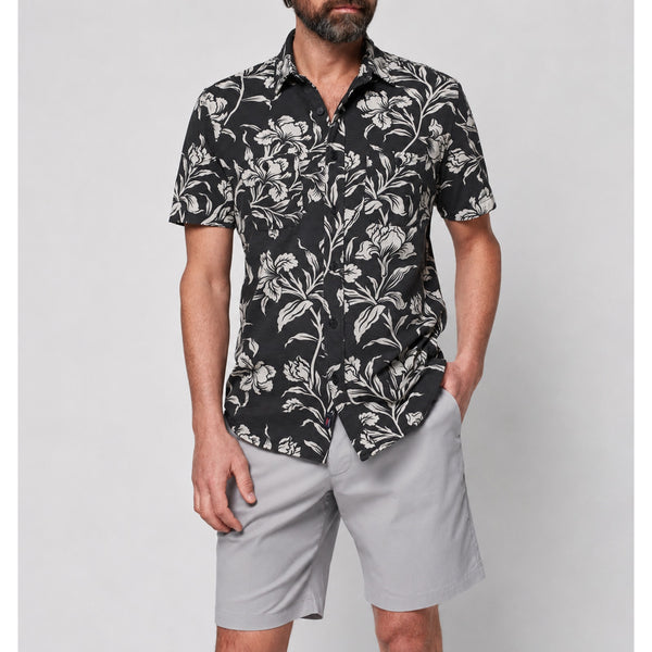 Faherty Short Sleeve Knit Seasons Shirt Men's L Organic Cotton Floral MSRP $130
