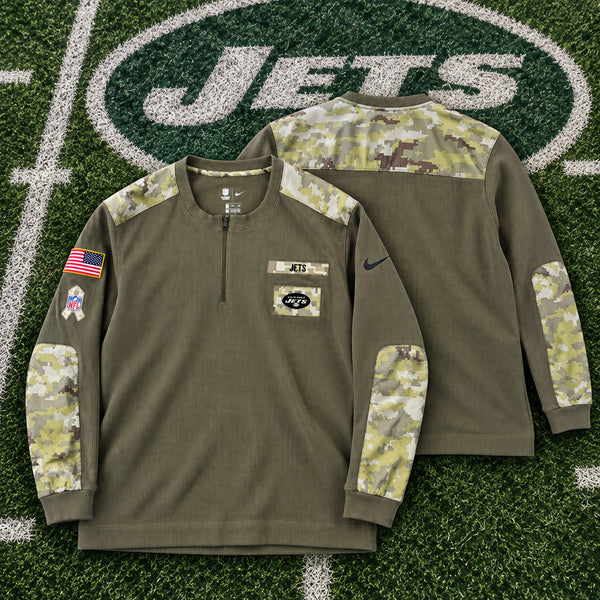 New York Jets NFL Nike Salute to Service Thermal 1/4 Zip Henley Olive Sz 3XL