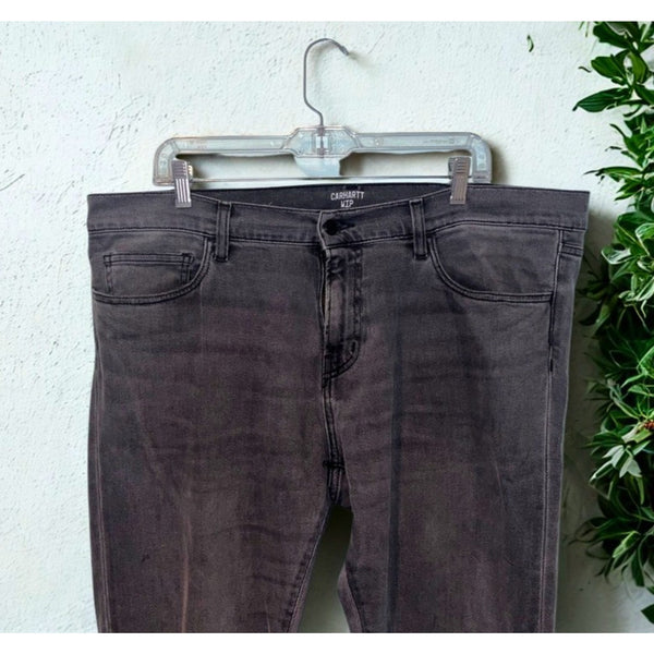 Carhartt WIP Rebel Pants 38x34 Black Washed Denim Jeans Stretch Slim