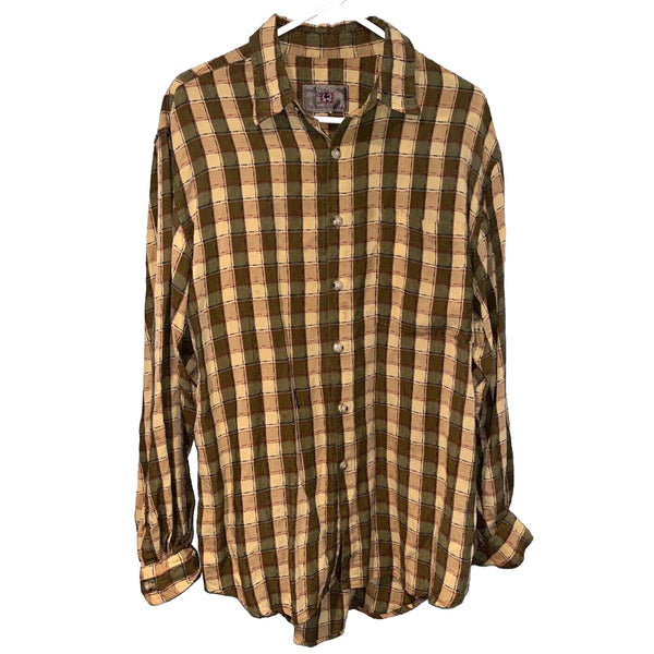 The Territory Ahead Textured Plaid Explorers Shirt Mens L Vintage 90s
