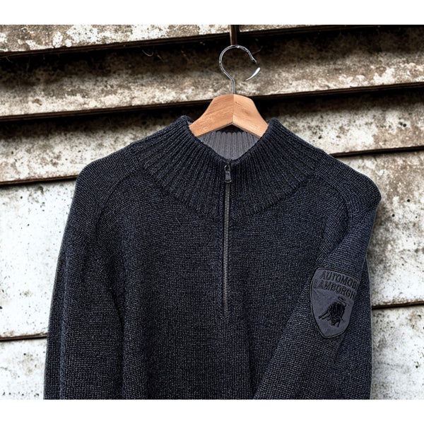 Lamborghini Automobili 1/4 Zip Sweater XL Merino Wool Made in Italy Authentic