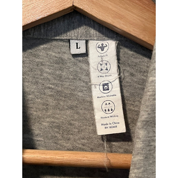State & Liberty Athletic Fit Stretch Button Shirt Heather Gray Sz L Short Sleeve