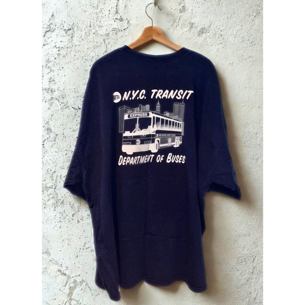 New York City NYC MTA Dept of Buses Graphic T-Shirt Navy 5XL Vintage 1990s