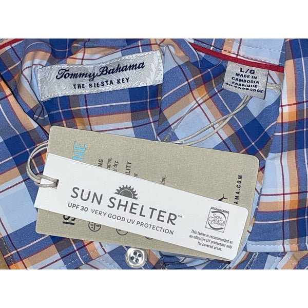 Tommy Bahama Siesta Key Sisco Check IslandZone Shirt Men's L Stretch NWT UPF 30