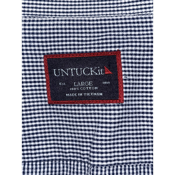 UNTUCKit Mens L Blue Check Button Up Shirt Long Sleeve Casual Spring 2017
