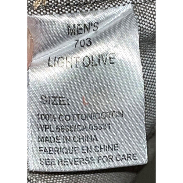 Woolrich Men's Button Up Long Sleeve Shirt Olive Sz. L 100% Cotton 703