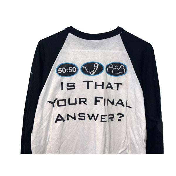Who Wants To Be A Millionaire Game Show T Shirt Large 3/4 Sleeve Vintage