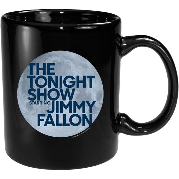 Tonight Show Jimmy Fallon Mug Black Ceramic Moon Logo 2014 NBC NWOT