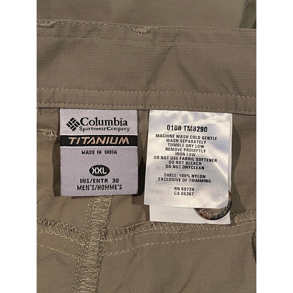 Columbia Titanium Silver Ridge Convertible Pants Mens 2XL UPF 30 Hiking Cargo