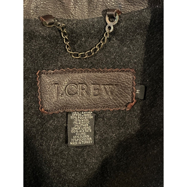 J.Crew Vintage Brown Leather Wool Blanket Lined Car Coat Jacket Men’s M Vintage