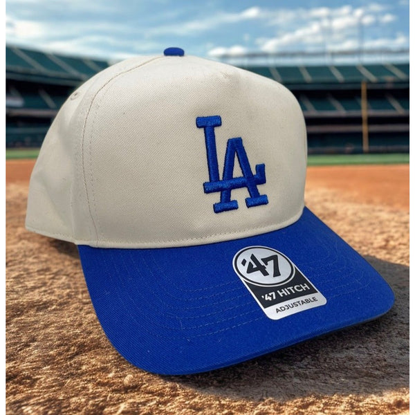 Los Angeles Dodgers 47 Brand Hitch Two Tone Natural Blue Snapback Hat OSFA NWT