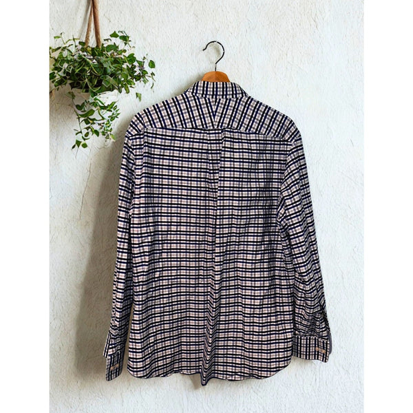 Charles Tyrwhitt Heavy Cotton Blend Slim Button Down Shirt Checkered Men's Sz. L