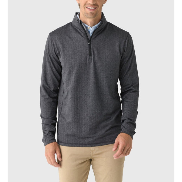 Greyson Tate Mockneck Pullover Men's M Gray Herringbone 1/4 Zip Golf Stretch