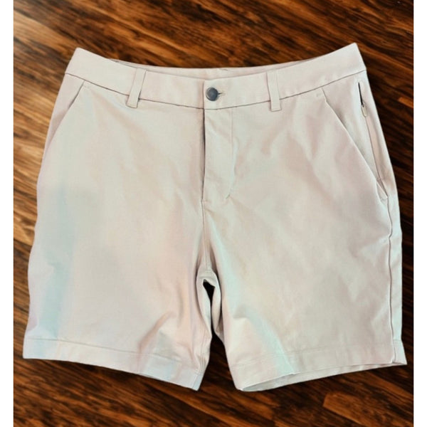Lululemon ABC Classic-Fit Shorts Mens 31 Cream Warpstreme 7" Golf Casual