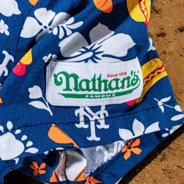 New York Mets Nathan's Hot Dog Hawaiian Shirt Sz. Large SGA BDA Sports Giveaway