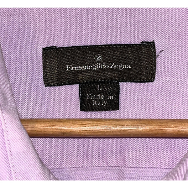 Ermenegildo Zegna Purple Button Down Shirt Mens L EUC Made in Italy