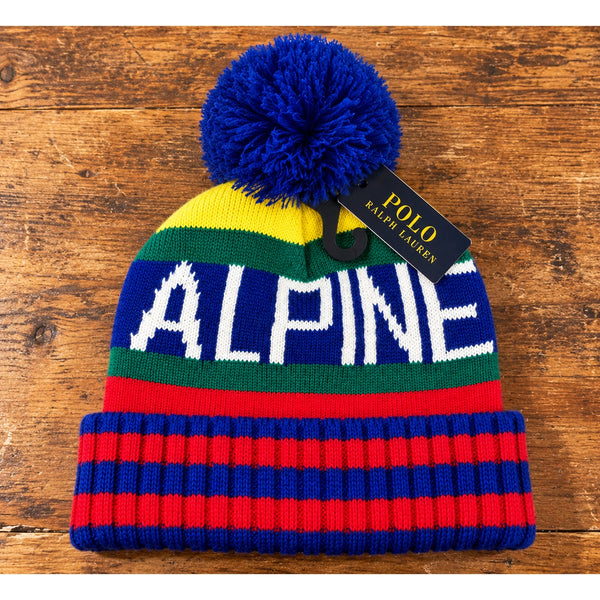 Polo Ralph Lauren Hi Tech Alpine Ski Pom Pom Beanie Hat 2018 Rare NWT