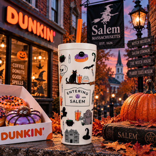 Dunkin Entering Salem Halloween 2026 Tumbler 22oz Stainless Steel Limited Editio