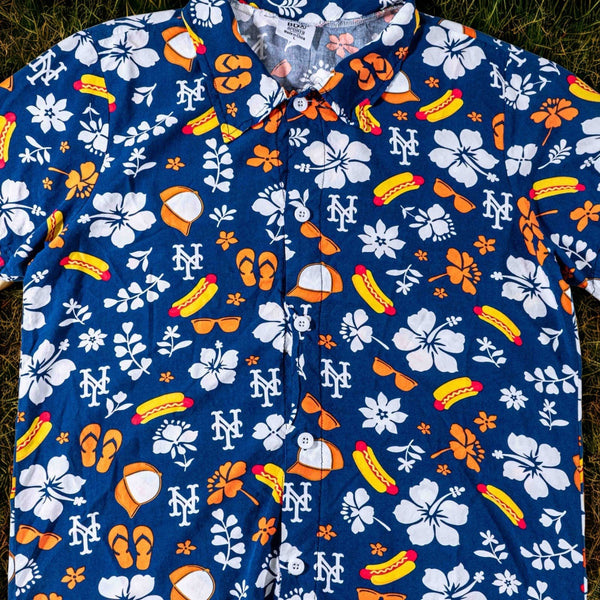 New York Mets Nathan's Hot Dog Hawaiian Shirt Sz. Large SGA BDA Sports Giveaway