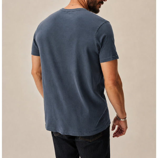 Buck Mason Curved Hem Slub Cotton T Shirt Sz. Small Blue Made in USA BM11001.102