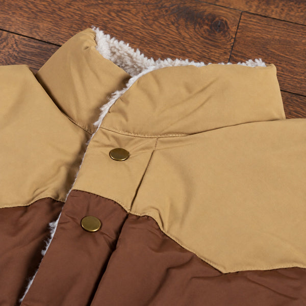 Patagonia Reversible Bivy Down Vest Men's XL Moose Brown Sherpa Fleece $229